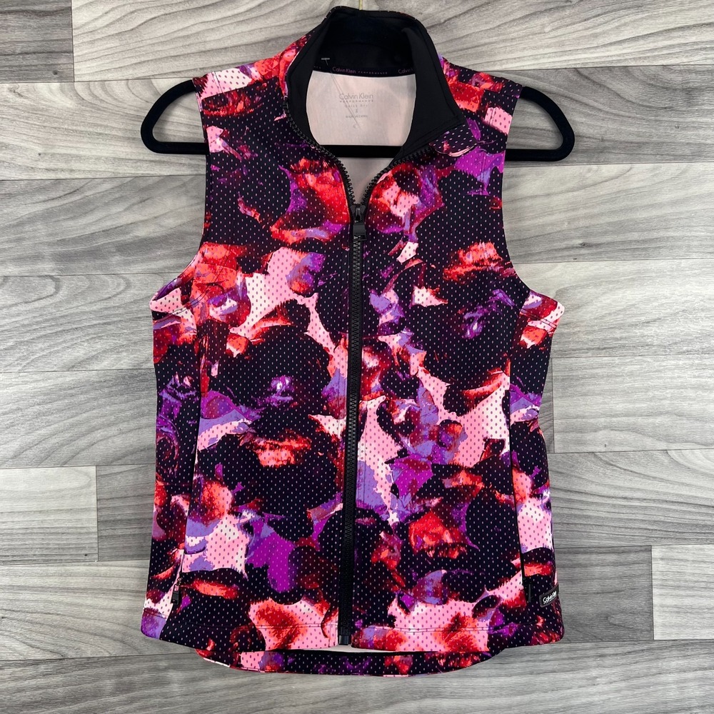 Calvin Klein Vest Women's Small Purple Geometric Sleeveless Performance Workout